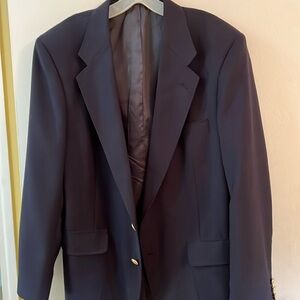 Navy blazer with gold buttons